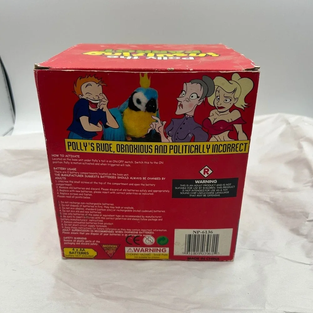 Polly the Insulting Parrot Adult Gag Gift Rude Obnoxious - Open box like new